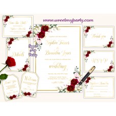 Burgundy Wedding Invitation suite, Ivory invitation suite, (124w) Burgundy Wedding Invitation suite, Ivory invitation suite, (124w)